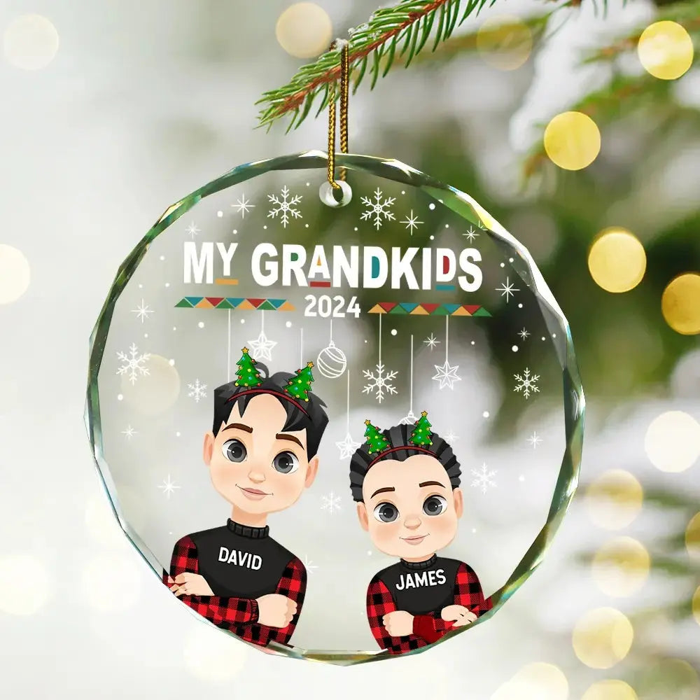 Flat Art My Grandkids Our Grandkids - Personalized Circle Glass Ornament ornament The Next Custom Gift