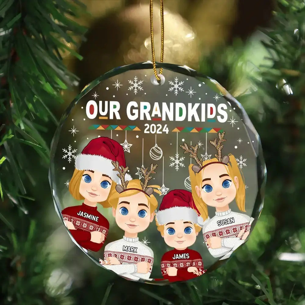 Flat Art My Grandkids Our Grandkids - Personalized Circle Glass Ornament ornament The Next Custom Gift