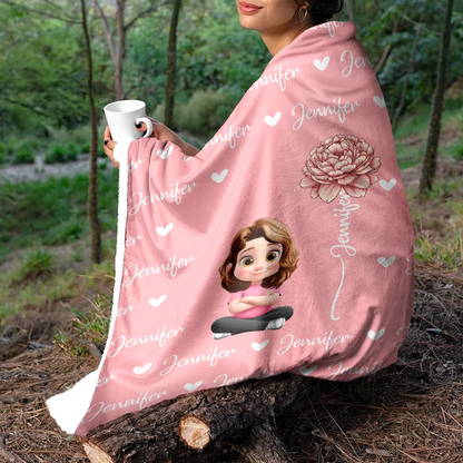 Flower Birth Month & Name Cute 3D Version - Personalized Fleece Blanket, Sherpa Blanket