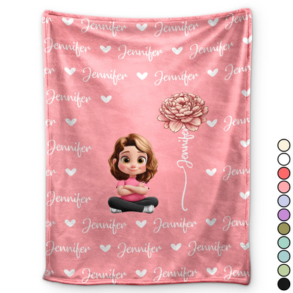 Flower Birth Month & Name Cute 3D Version - Personalized Fleece Blanket, Sherpa Blanket