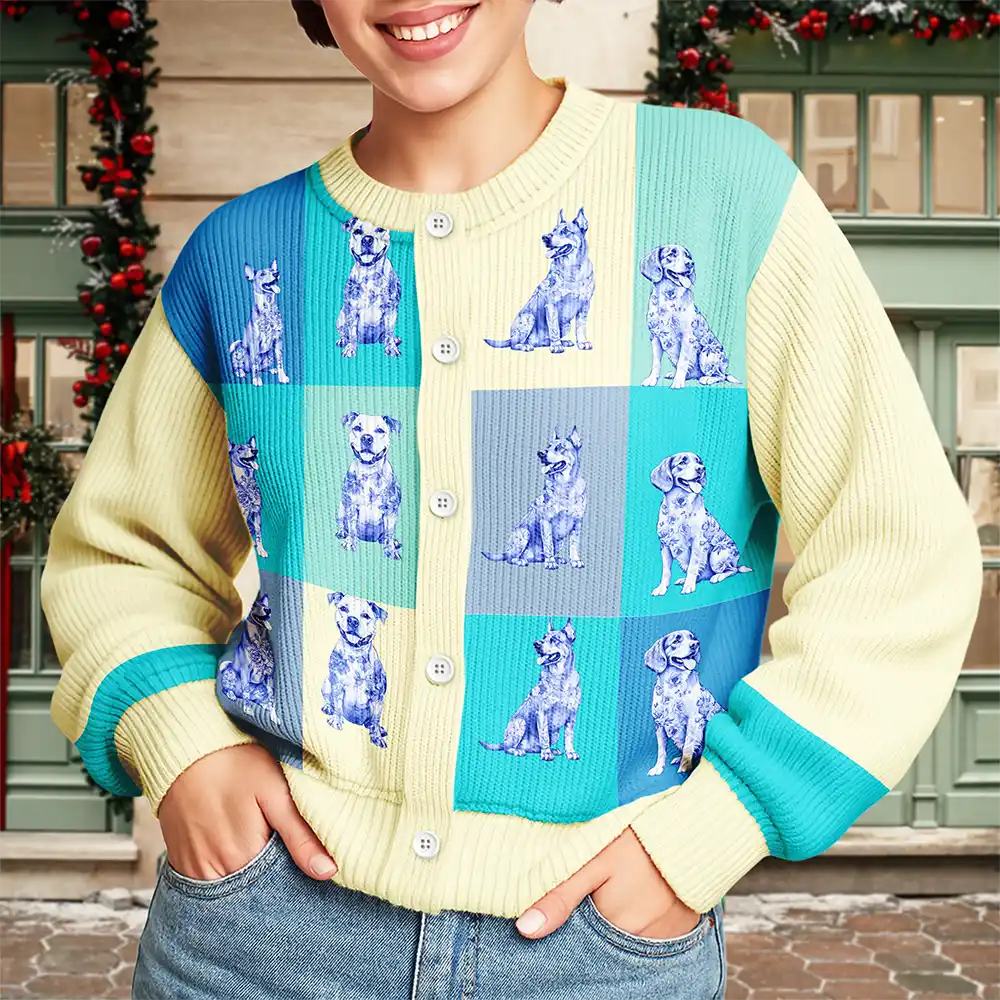 Flowers Toile Dog - Personalized Cardigan