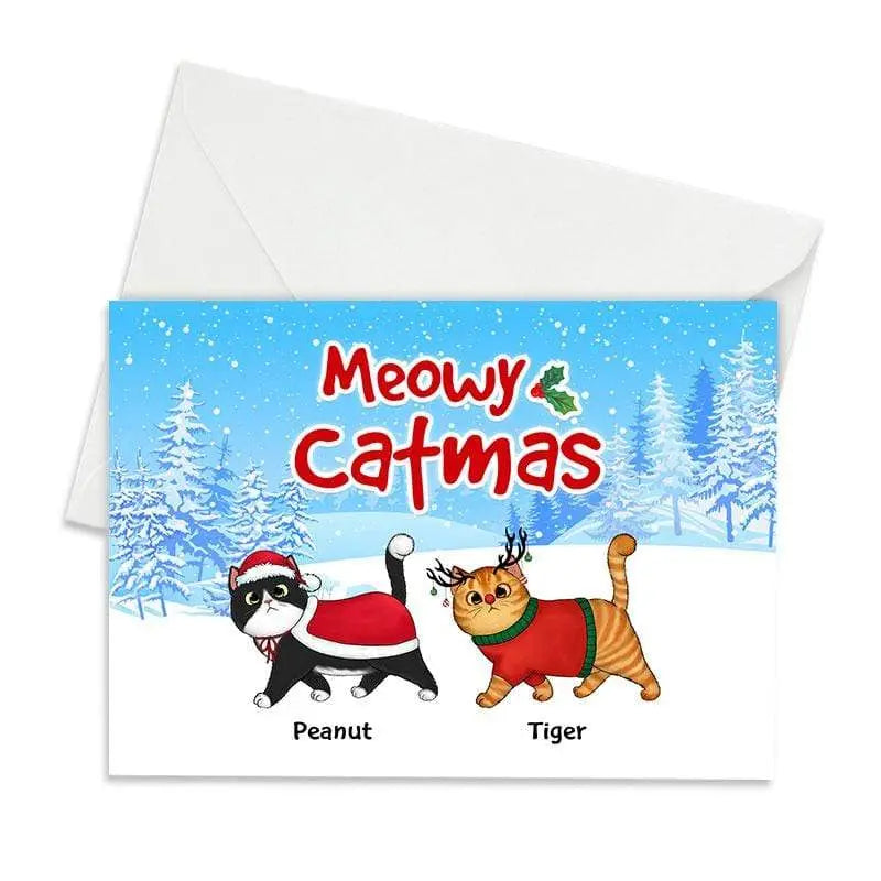 Fluffy Cat Walking In Winter Christmas Personalized Postcard Postcard The Next Custom Gift