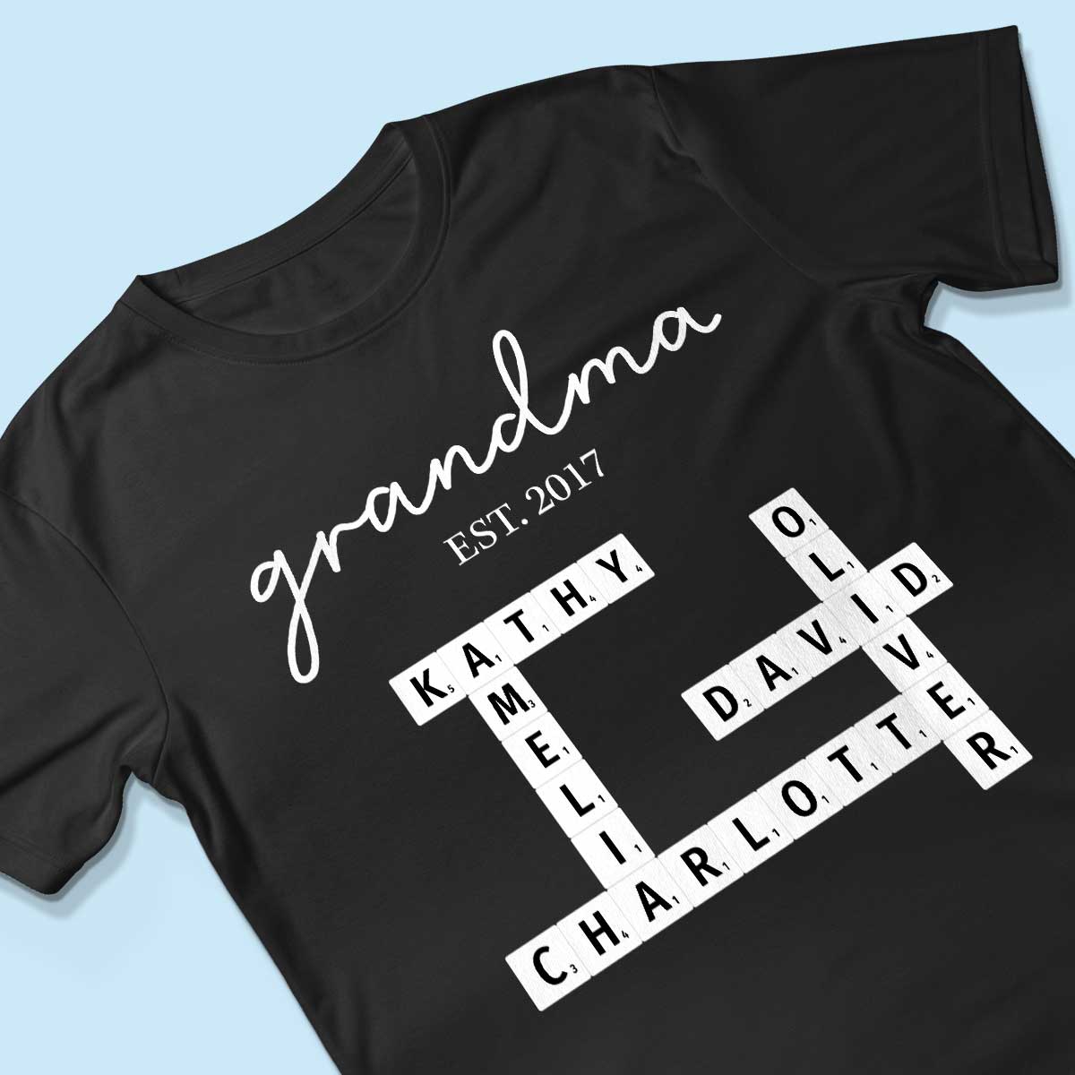 Grandma Est Date Crossword Puzzle Grandkids Name Personalized Shirt