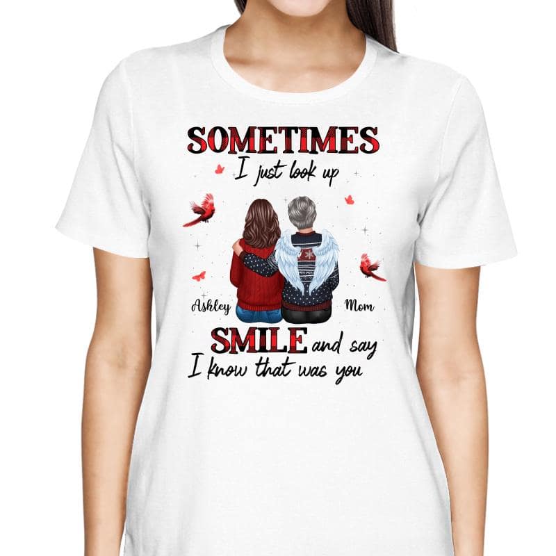 Sometimes I Just Look Up Family Sitting Memorial Cardinal Personalized Shirt