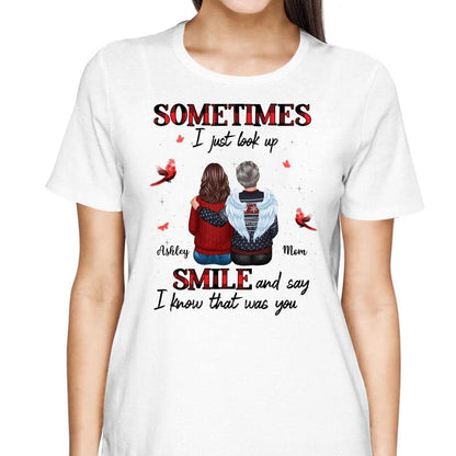 Sometimes I Just Look Up Family Sitting Memorial Cardinal Personalized Shirt