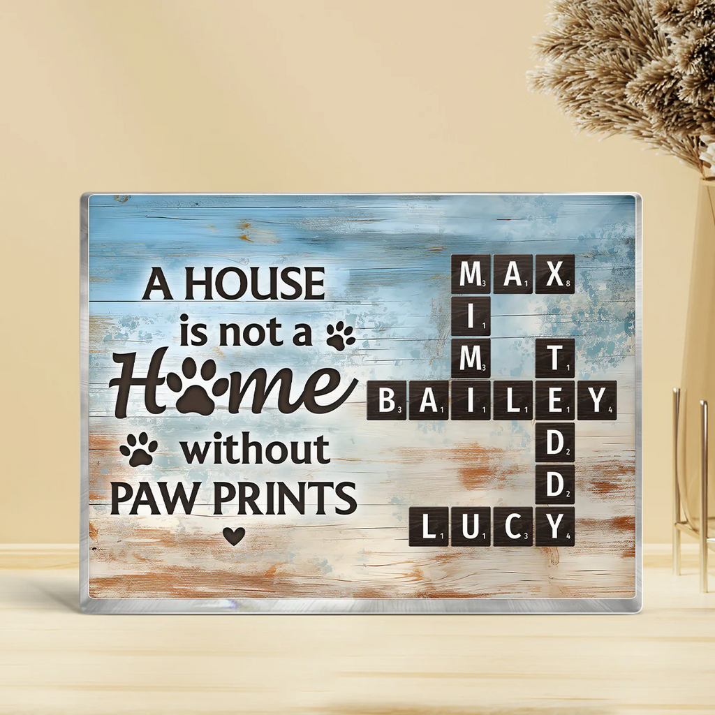 Home With Paw Prints Pet Crossword Puzzle Art - Personalized Poster