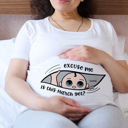 Personalized Maternity Shirt, Excuse Me Is It Yet, Pregnancy Announcement, Expecting Parents