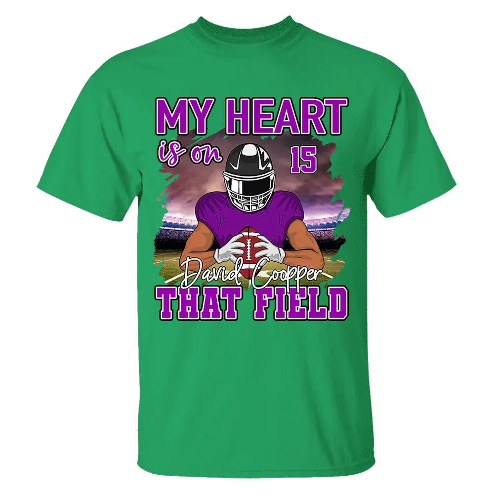 Football Game Days My Heart Is On That Field Personalized Shirt For American Football Lovers Shirts & Tops The Next Custom Gift