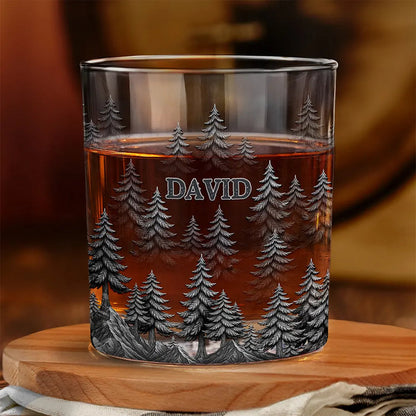 Forest & Clouds Camping Vibe Nature Inspired - Personalized Whiskey Glass