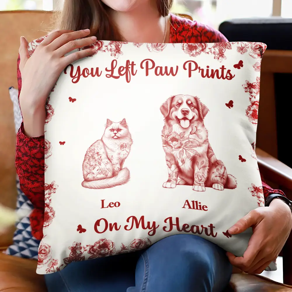 Forever In My Heart Toile Dog Cat Memorial - Personalized Pillow