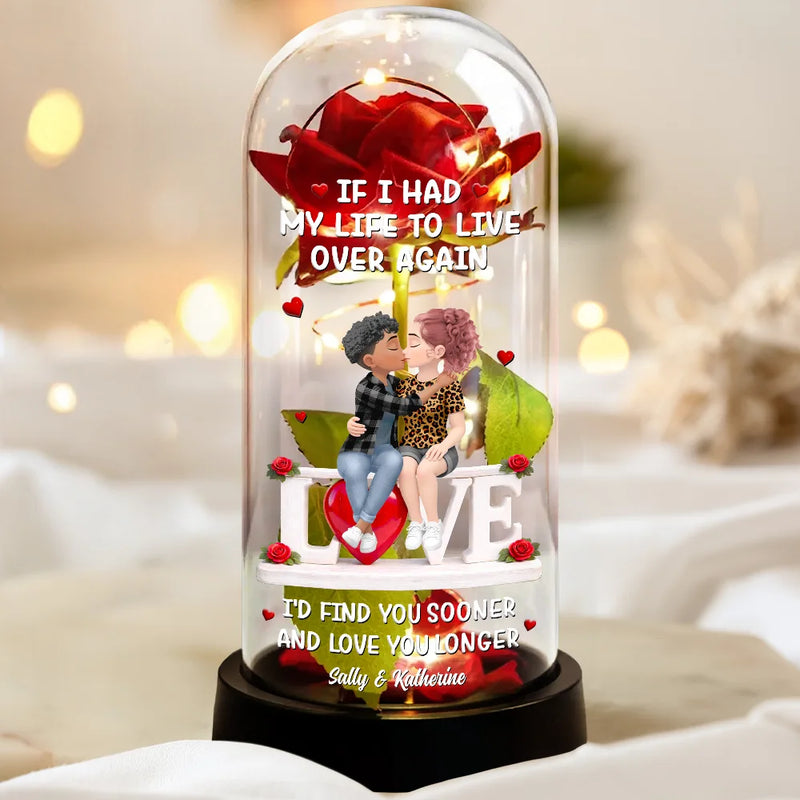 Forever Yours 3D Effect Flannel Couple - Personalized Everlasting Rose Dome Lamp