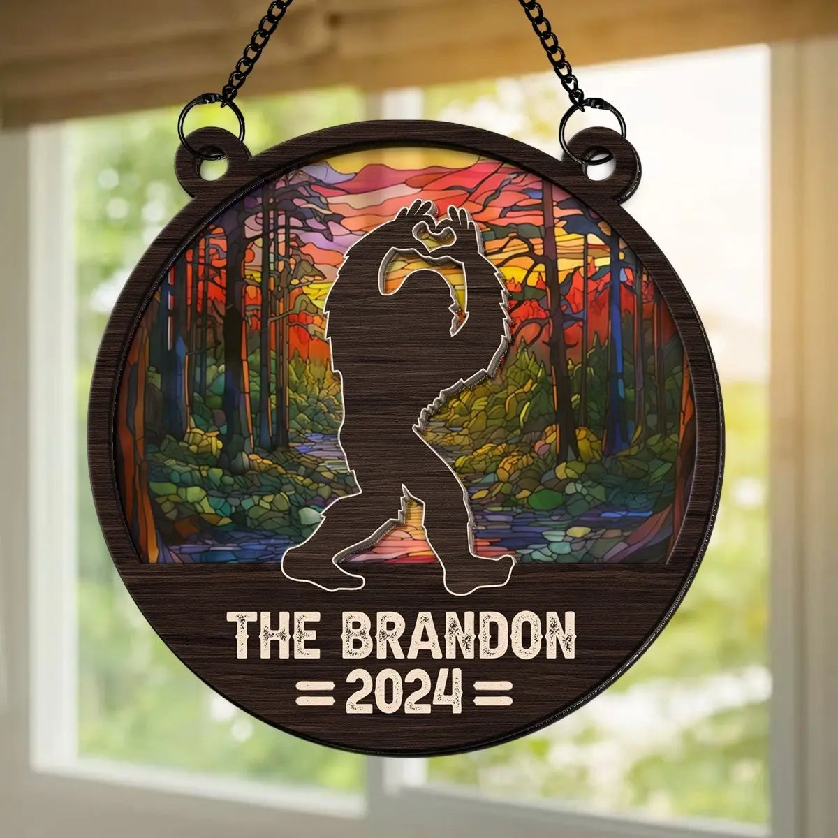 Friends - Custom Bigfoot  - Personalized Window Hanging Suncatcher Ornament Hanging Suncatcher Ornament The Next Custom Gift