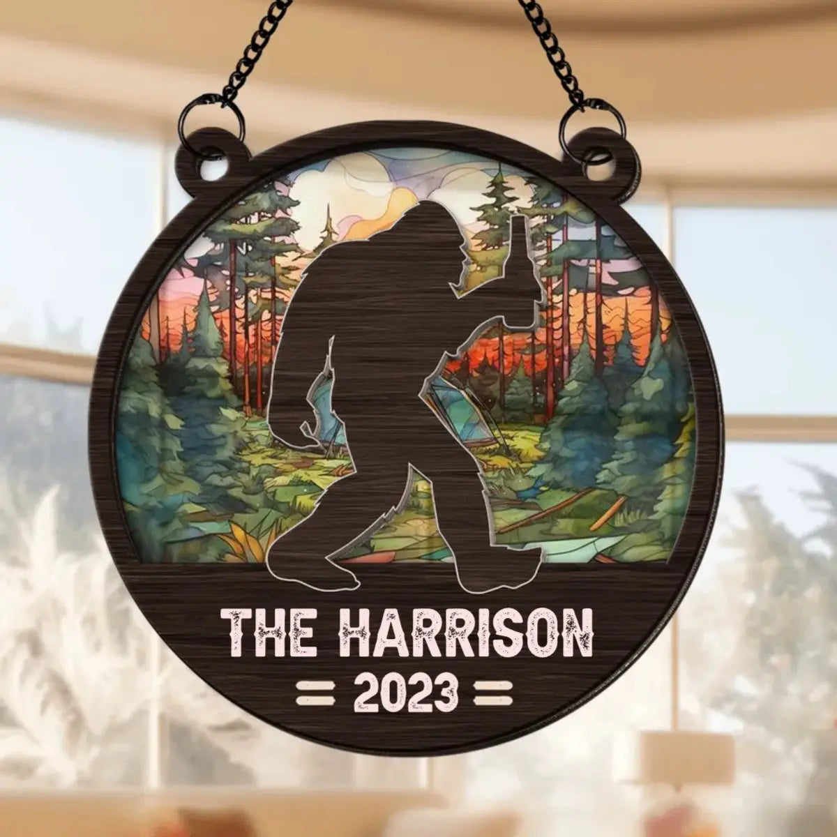 Friends - Custom Bigfoot  - Personalized Window Hanging Suncatcher Ornament Hanging Suncatcher Ornament The Next Custom Gift