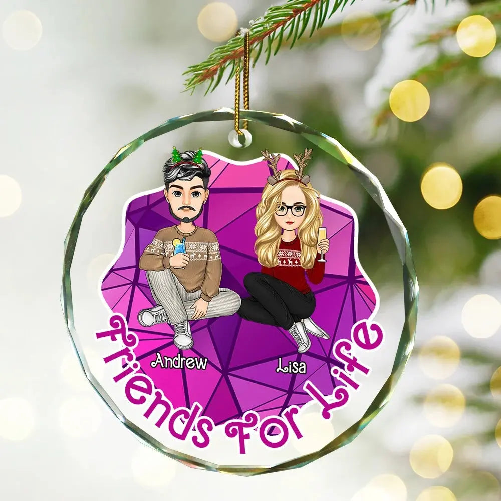 Friends For Life - Personalized Circle Acrylic Ornament ornament The Next Custom Gift