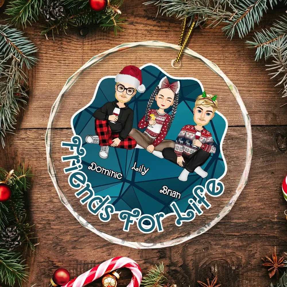 Friends For Life - Personalized Circle Acrylic Ornament ornament The Next Custom Gift