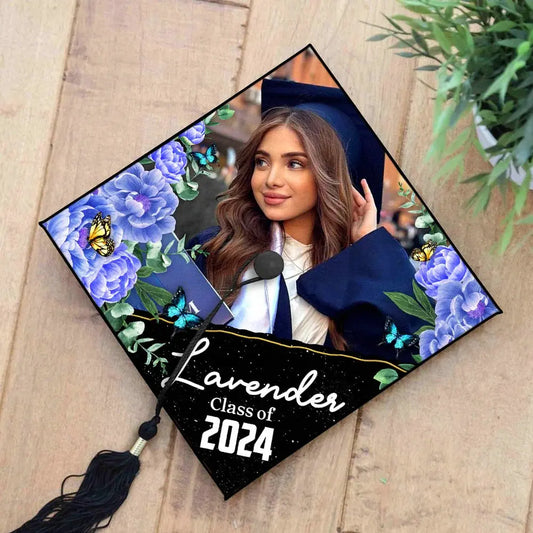 Friends - Personalized Multicolor Floral Class Of 2024 Photo Graduation Cap Topper, Graduation Keepsake - Personalized Graduation Keepsake Frame Light Box The Next Custom Gift