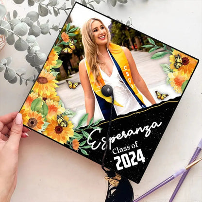 Friends - Personalized Multicolor Floral Class Of 2024 Photo Graduation Cap Topper, Graduation Keepsake - Personalized Graduation Keepsake Frame Light Box The Next Custom Gift