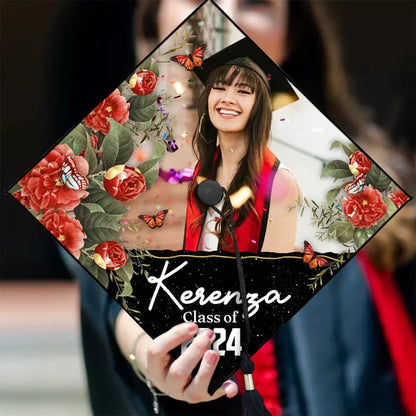 Friends - Personalized Multicolor Floral Class Of 2024 Photo Graduation Cap Topper, Graduation Keepsake - Personalized Graduation Keepsake Frame Light Box The Next Custom Gift