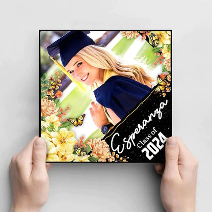 Friends - Personalized Multicolor Floral Class Of 2024 Photo Graduation Cap Topper, Graduation Keepsake - Personalized Graduation Keepsake Frame Light Box The Next Custom Gift