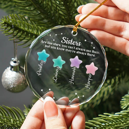 Friends Sisters Siblings Are Like Stars Sea Glass - Personalized Circle Acrylic Ornament