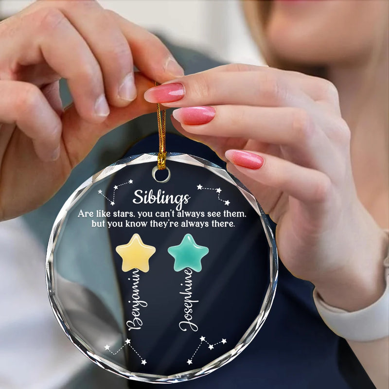 Friends Sisters Siblings Are Like Stars Sea Glass - Personalized Circle Acrylic Ornament