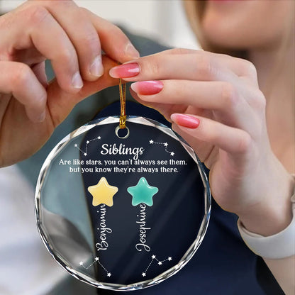 Friends Sisters Siblings Are Like Stars Sea Glass - Personalized Circle Acrylic Ornament