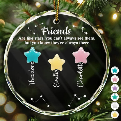 Friends Sisters Siblings Are Like Stars Sea Glass - Personalized Circle Acrylic Ornament