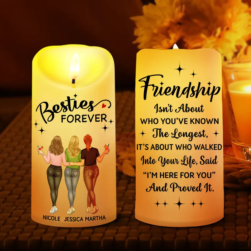Friendship Isn't About Who You've Known The Longest Best Friend - Personalized Flameless LED Candle