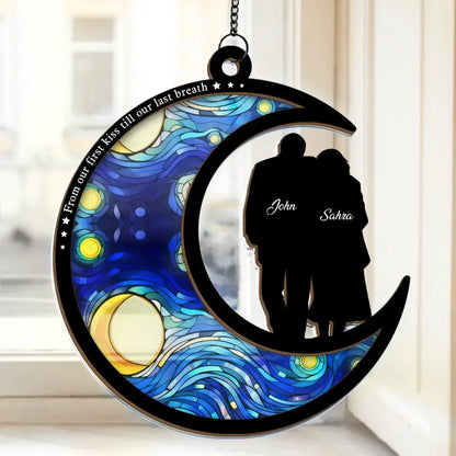 From Our First Kiss Till Our Last Breath - Couple Personalized Window Hanging Suncatcher - Gift For Husband Wife, Anniversary Hanging Suncatcher Ornament The Next Custom Gift