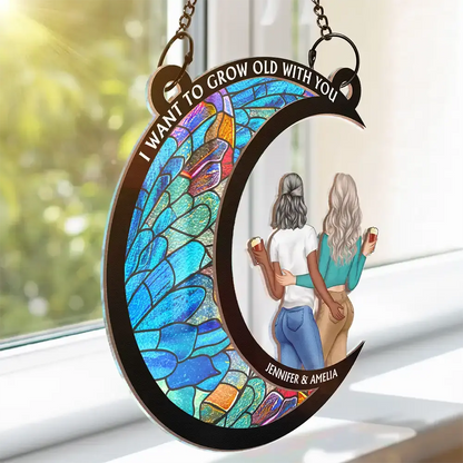 From Our First Kiss Till Our Last Breath Couple - Personalized Window Hanging Suncatcher Ornament Hanging Suncatcher Ornament The Next Custom Gift