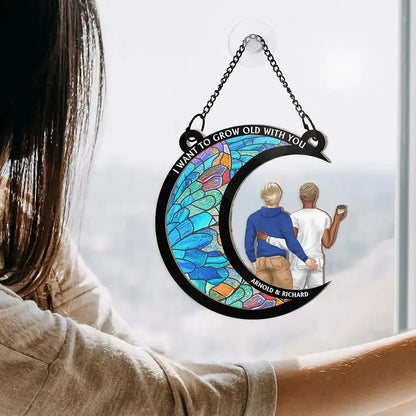 From Our First Kiss Till Our Last Breath Couple - Personalized Window Hanging Suncatcher Ornament Hanging Suncatcher Ornament The Next Custom Gift