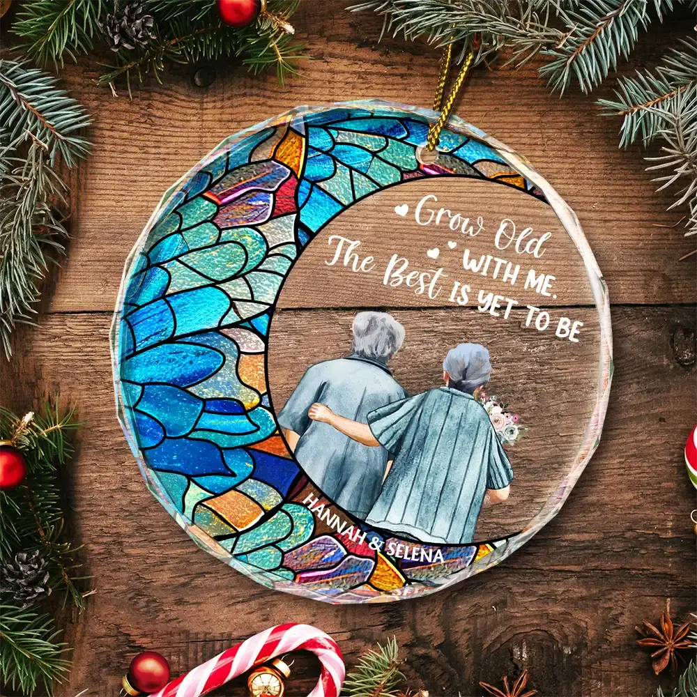 From Our First Kiss Till Our Last Breath - Personalized Circle Glass Ornament ornament The Next Custom Gift