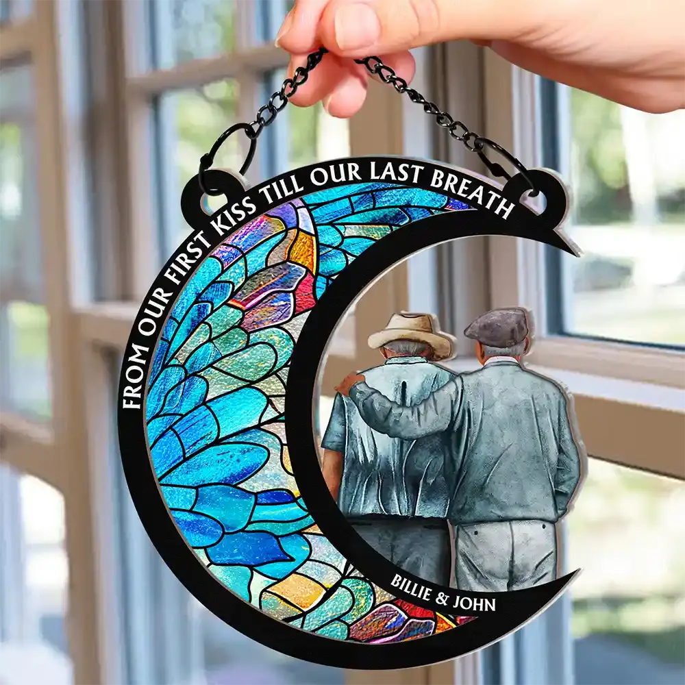 From Our First Kiss Till Our Last Breath - Personalized Window Hanging Suncatcher Ornament Hanging Suncatcher Ornament The Next Custom Gift