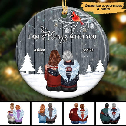 Family Memorial Wood Branch Personalized Circle Ornament