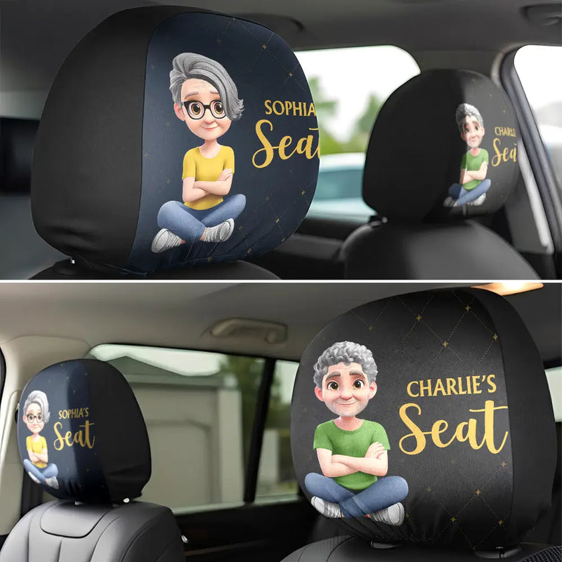 Fun Private Seat Family Couple 3D Effect - Personalized Car Headrest Covers