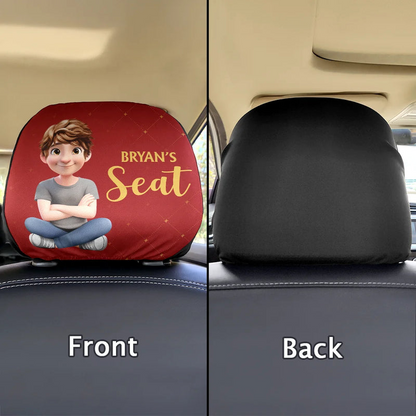 Fun Private Seat Family Couple 3D Effect - Personalized Car Headrest Covers