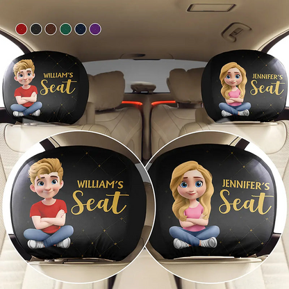 Fun Private Seat Family Couple 3D Effect - Personalized Car Headrest Covers