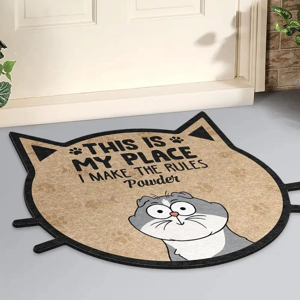 Funny Cartoon Cats We Make The Rules - Personalized Custom Shaped Doormat Doormat The Next Custom Gift