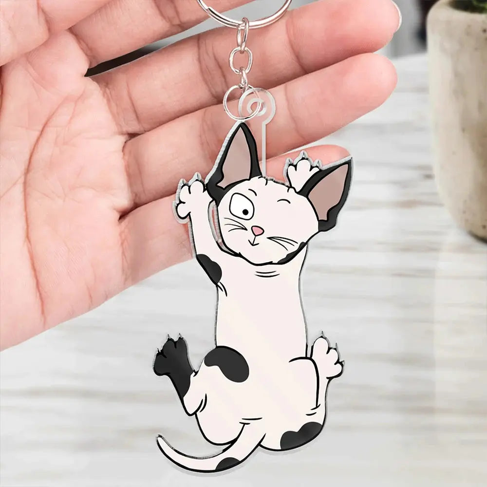 Funny Cat Scratching - Personalized Cutout Acrylic Keychain Keychain The Next Custom Gift