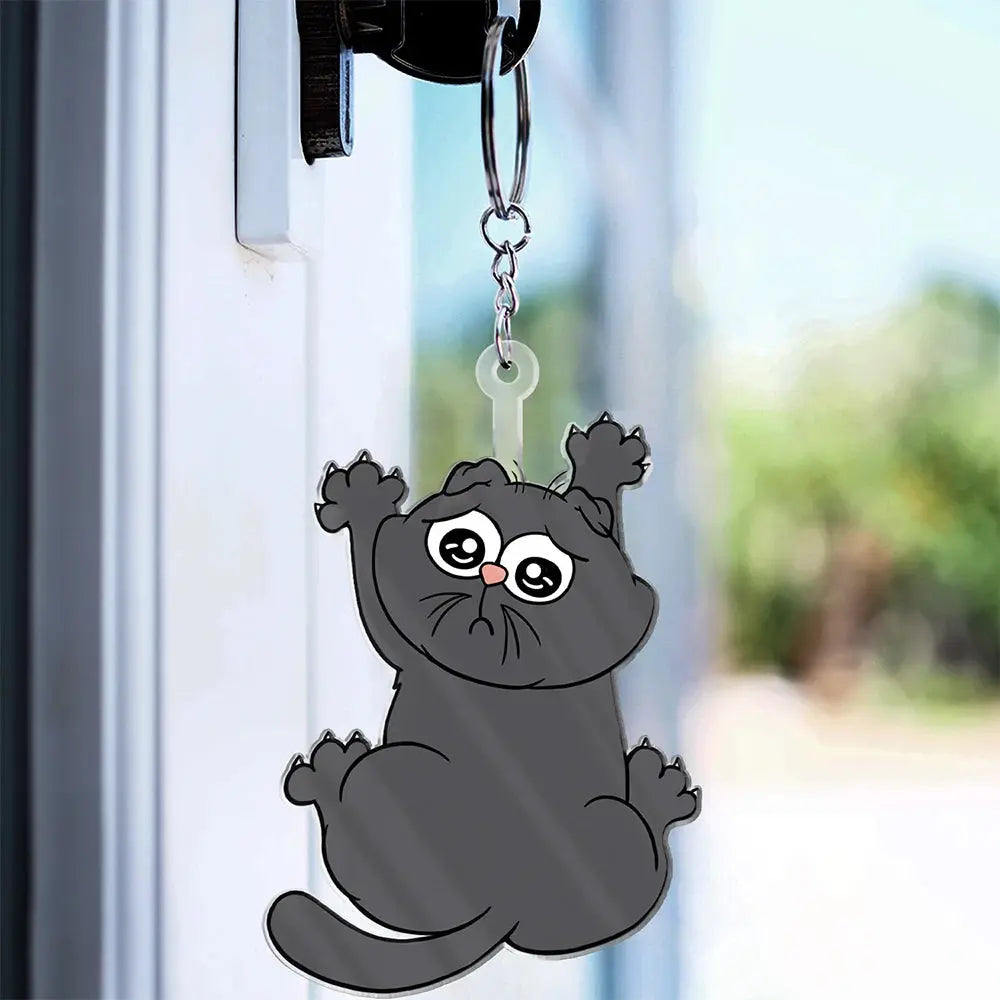 Funny Cat Scratching - Personalized Cutout Acrylic Keychain Keychain The Next Custom Gift