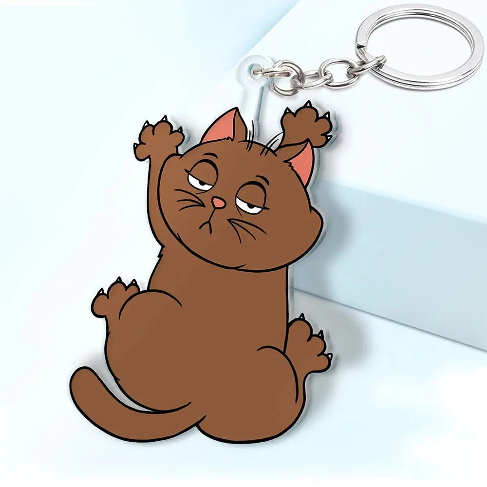 Funny Cat Scratching - Personalized Cutout Acrylic Keychain Keychain The Next Custom Gift