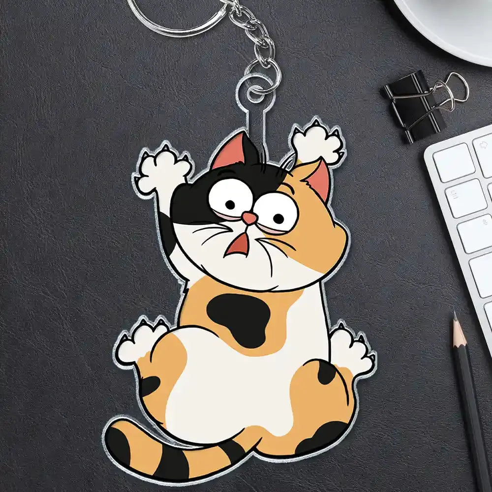 Funny Cat Scratching - Personalized Cutout Acrylic Keychain Keychain The Next Custom Gift