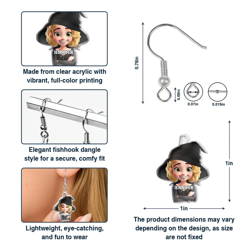 Funny Family Halloween Costume - Personalized Acrylic Earrings