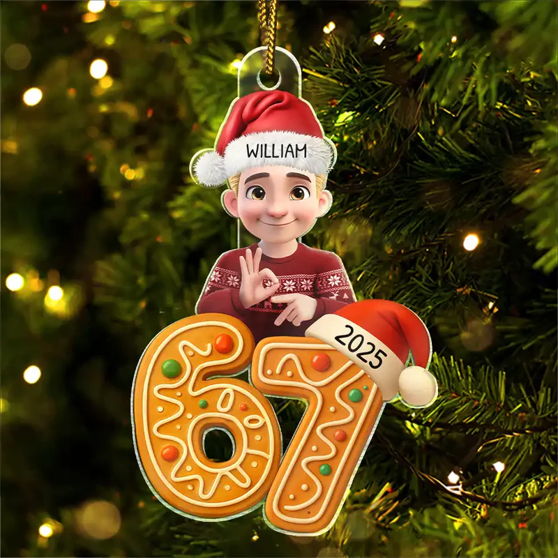 Funny Teen Slang Six Seven - Personalized Custom Shaped Acrylic Ornament