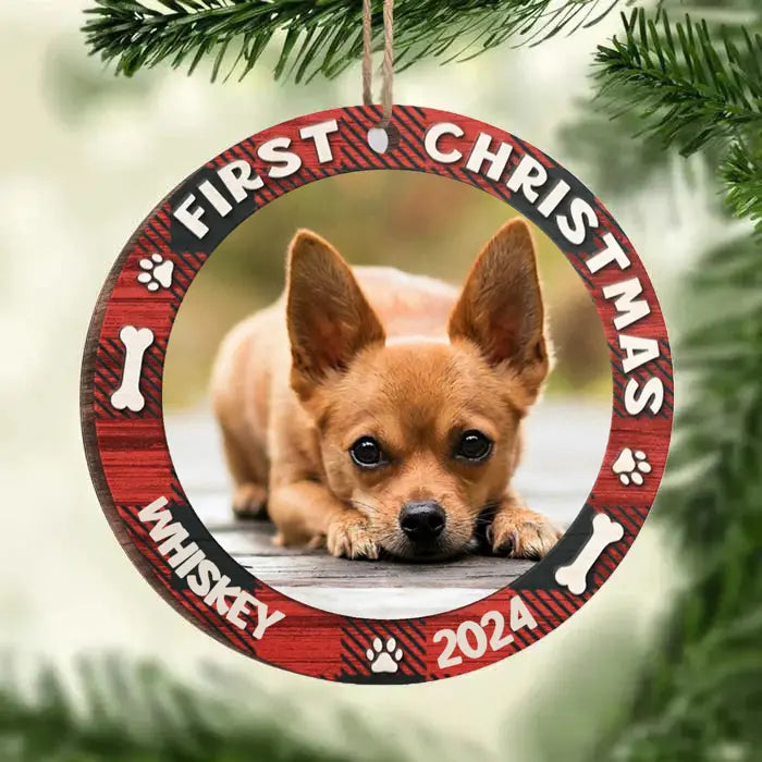 Fur Baby's First Christmas - Personalized Custom Round Shaped Wood Christmas Ornament - Upload Image, Gift For Pet Lovers, Christmas Gift Ornament The Next Custom Gift