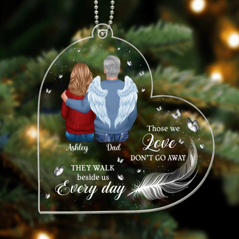 Memorial Family White Feather And Butterflies Personalized Acrylic Ornament