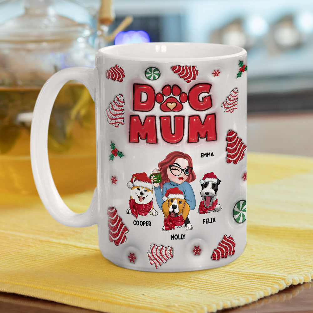 Dog Mom Christmas Cake - Personalized Custom 3D Inflated Effect Mug