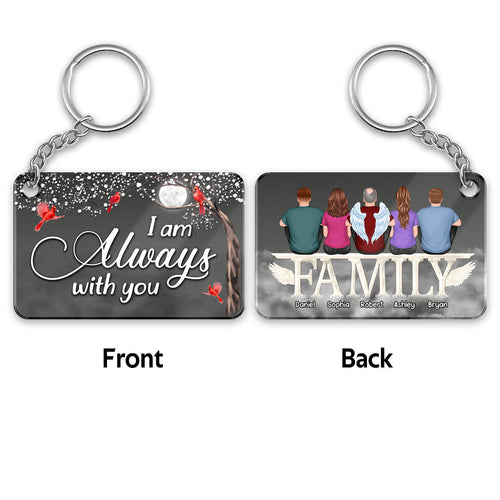 Cardinal Moon Night Always With You Whole Family Memorial Remembrance Gift Personalized Acrylic Keychain