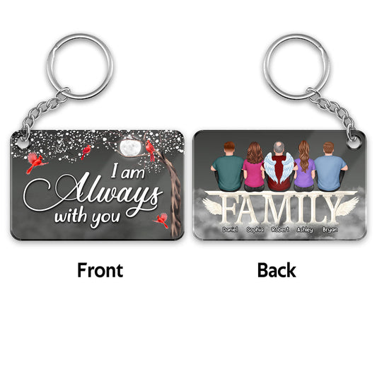 Cardinal Moon Night Always With You Whole Family Memorial Remembrance Gift Personalized Acrylic Keychain