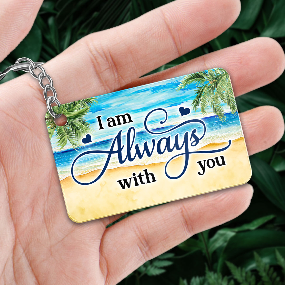 Family Memorial At Beach Palm Tree Remembrance Gift Personalized Acrylic Keychain